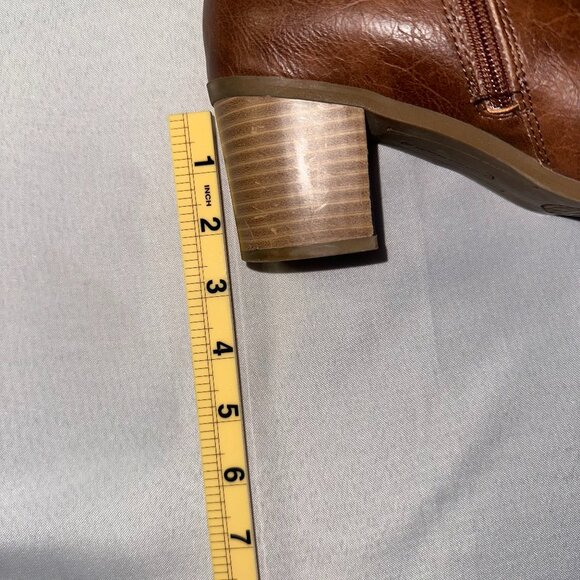 Frye & Co - Indiana Heeled Stacked Leather Ankle Boots Brown Women's Size 8M New - Picture 15 of 15